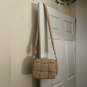 Brand New-Cream/Tan Puffer Purse